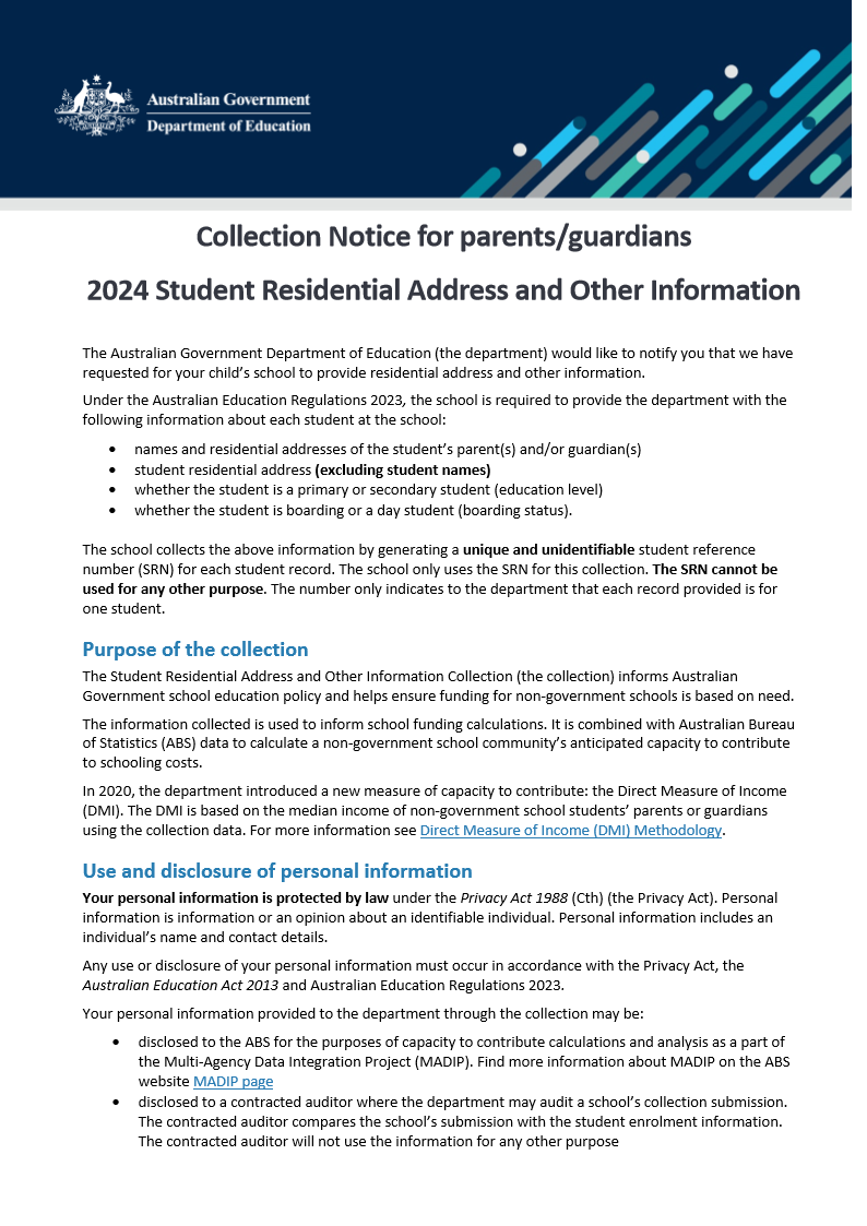 Collection Notice for Parents